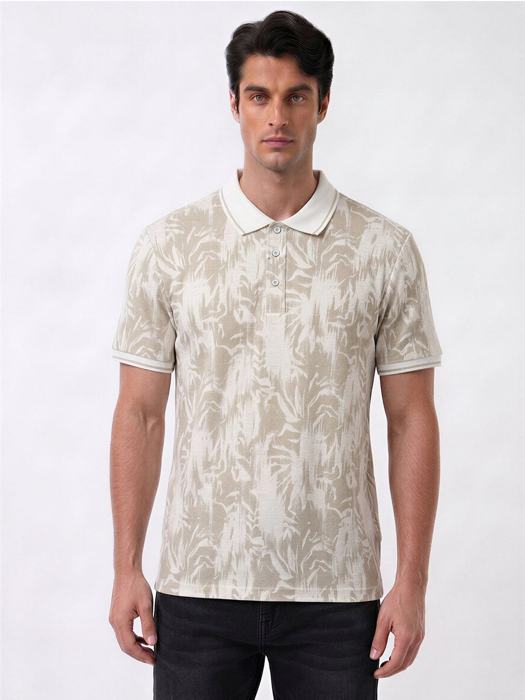 Fawn Abstract Print Polo T-Shirt
