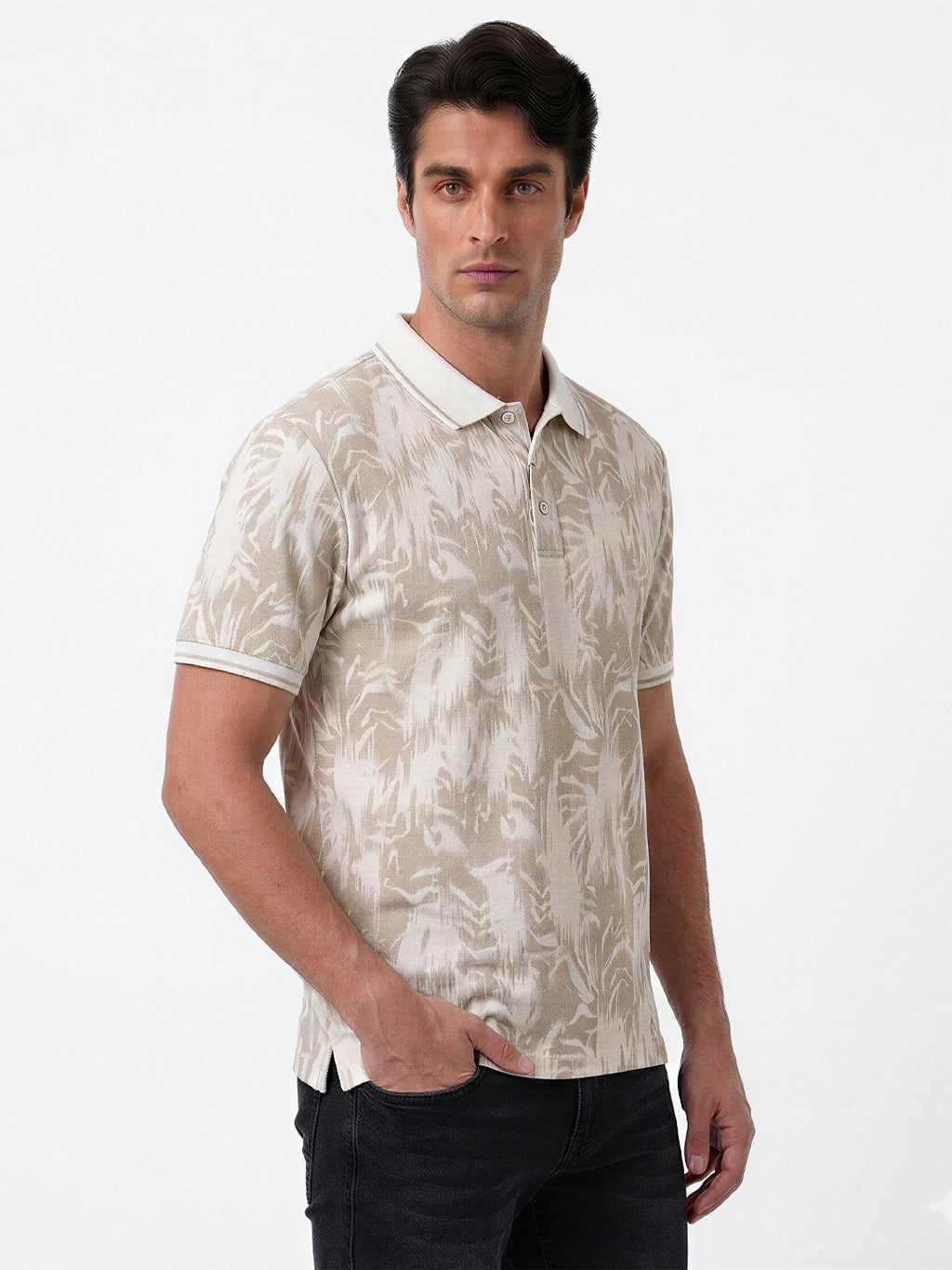 Fawn Abstract Print Polo T-Shirt
