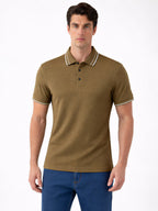 Khaki Textured Polo T-Shirt