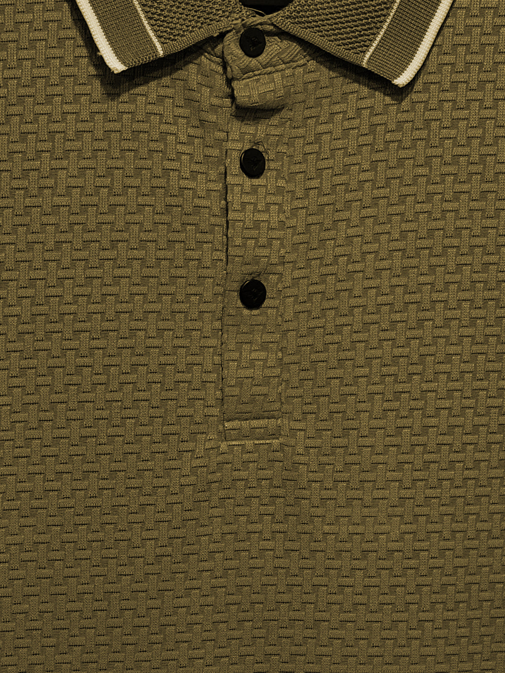 Khaki Textured Polo T-Shirt