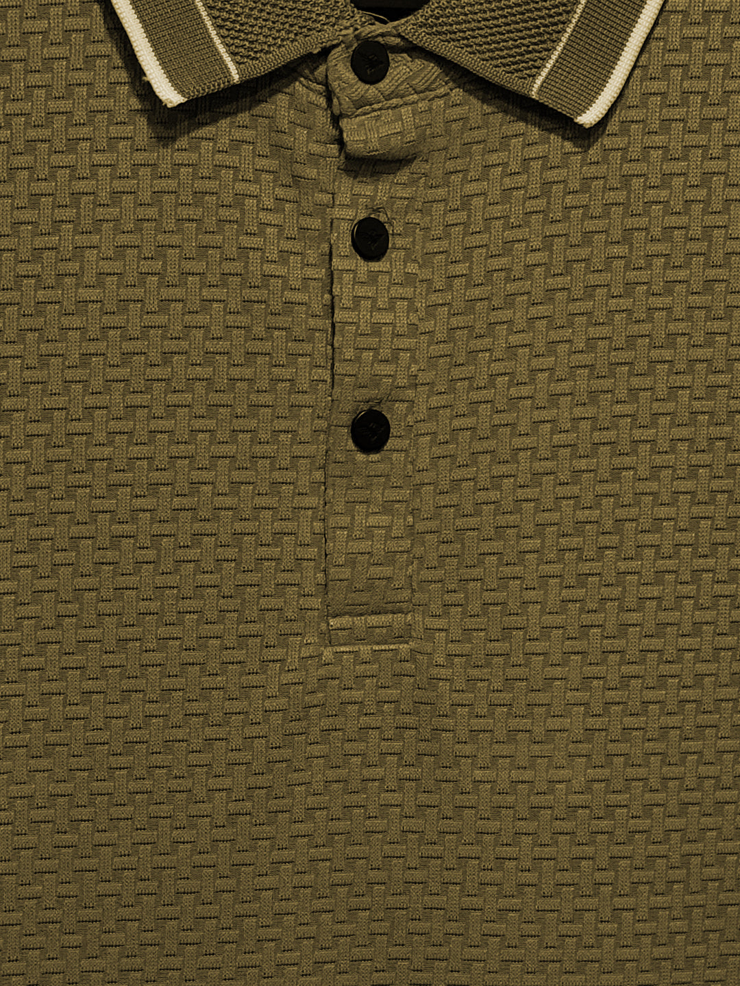 Khaki Textured Polo T-Shirt