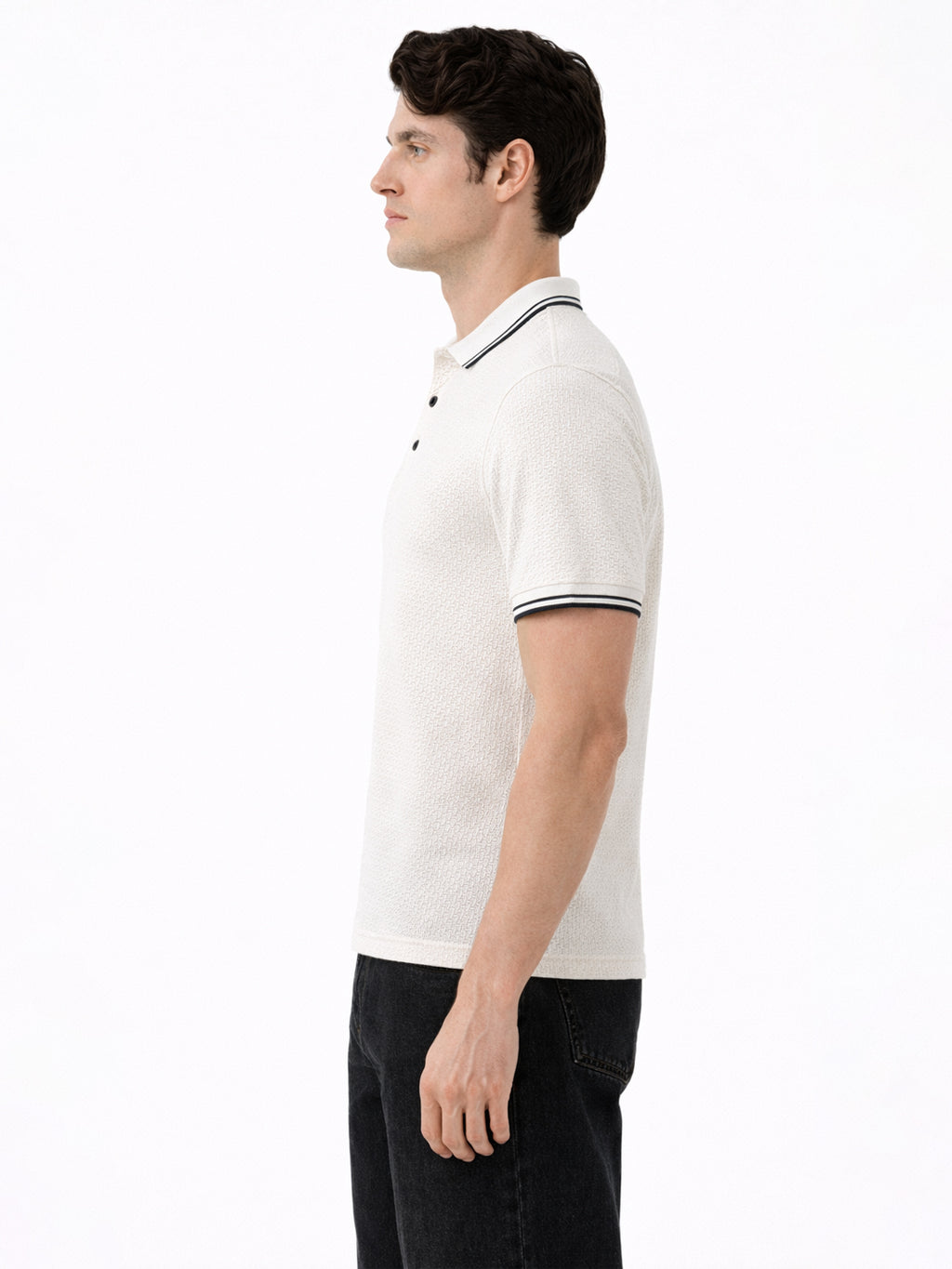 Off-White Textured Polo T-Shirt