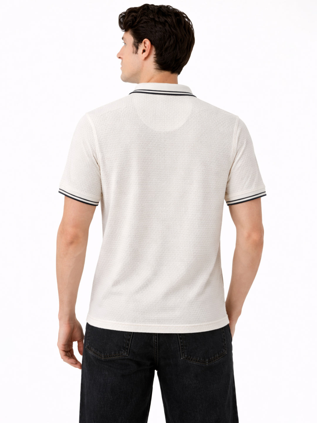 Off-White Textured Polo T-Shirt