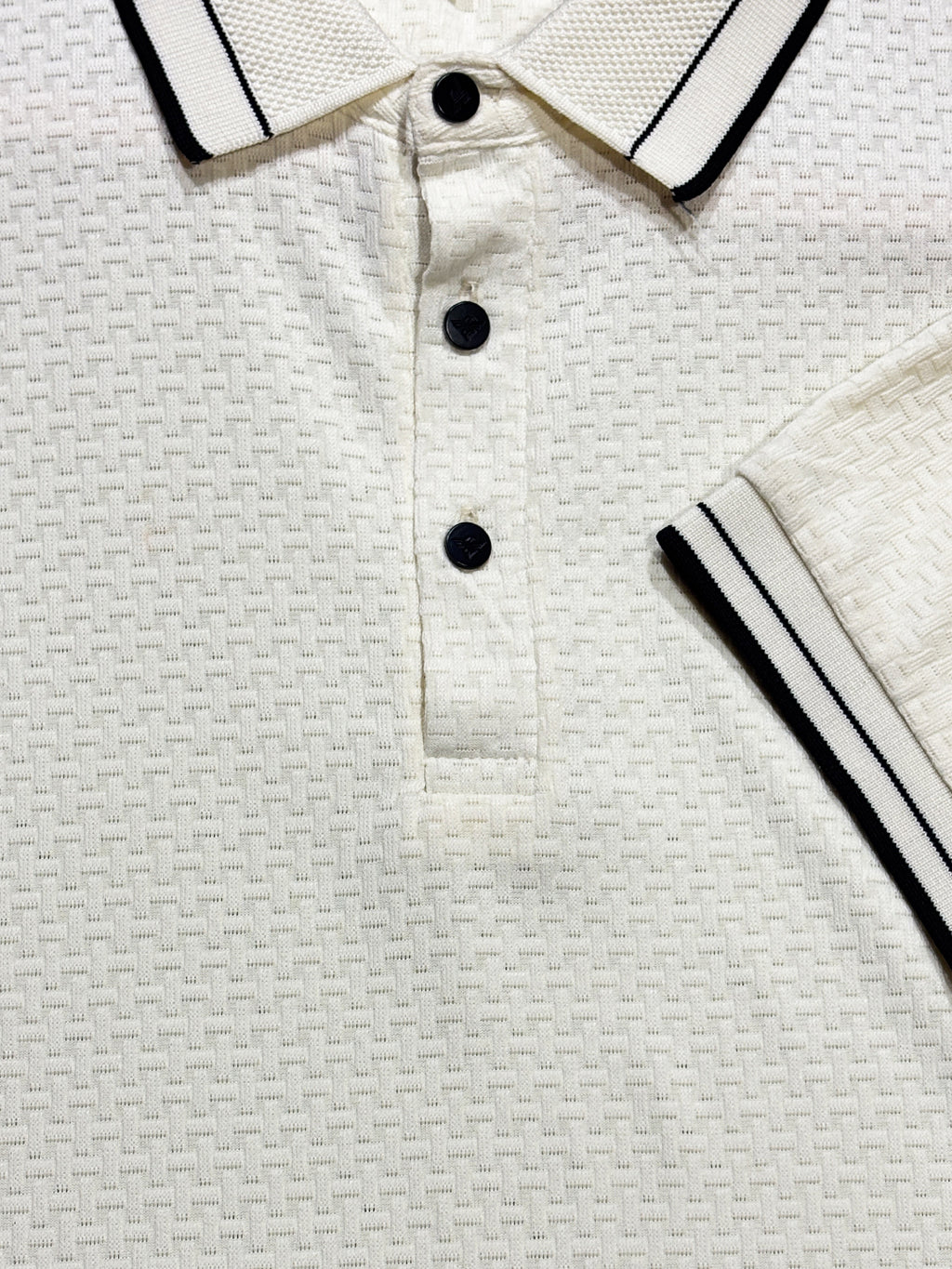 Off-White Textured Polo T-Shirt