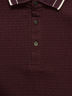 Wine Textured Polo T-Shirt