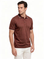 Brick Textured Contrast Trim Polo T-Shirt