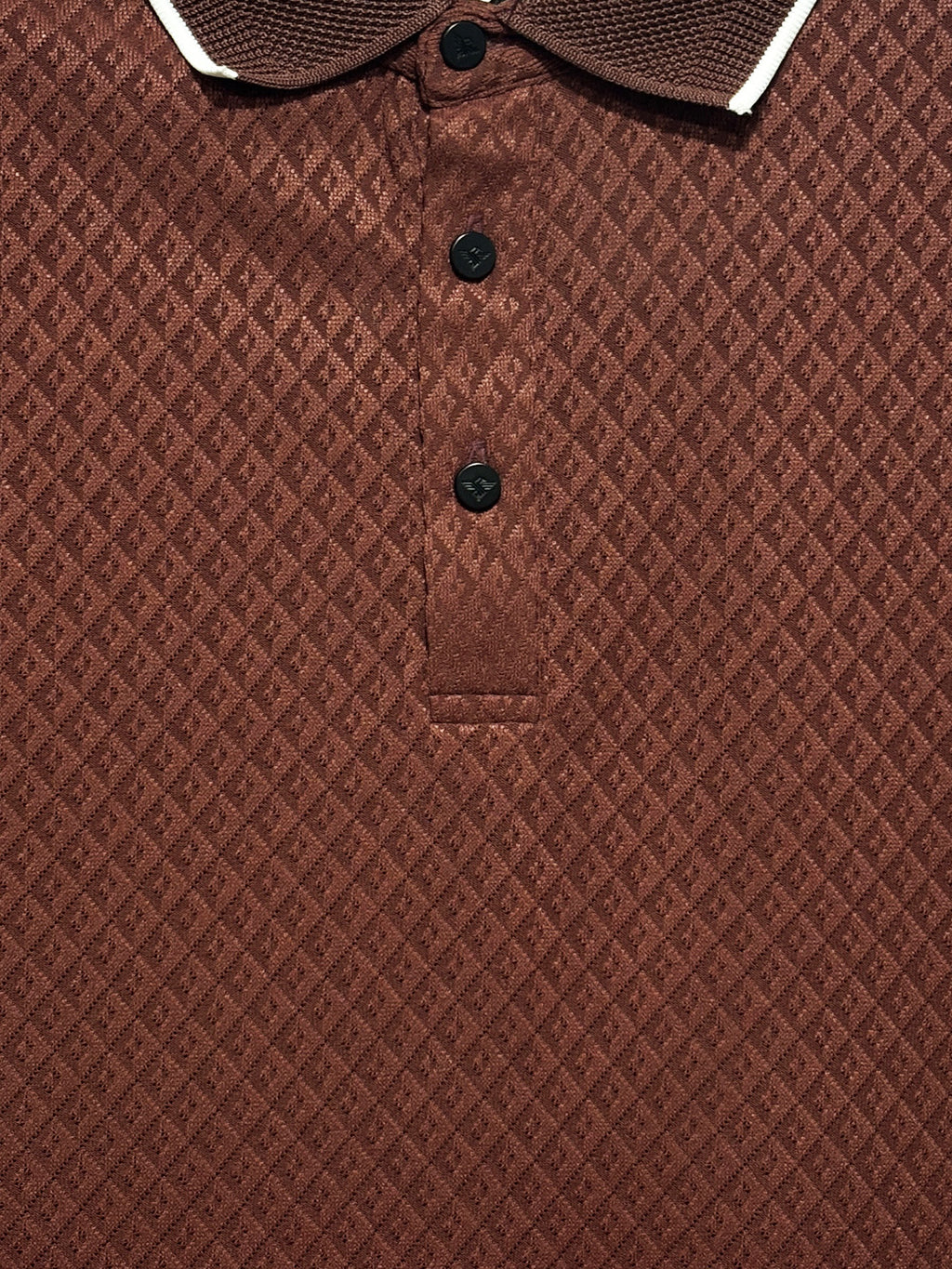 Brick Textured Contrast Trim Polo T-Shirt