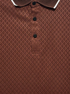 Brick Textured Contrast Trim Polo T-Shirt