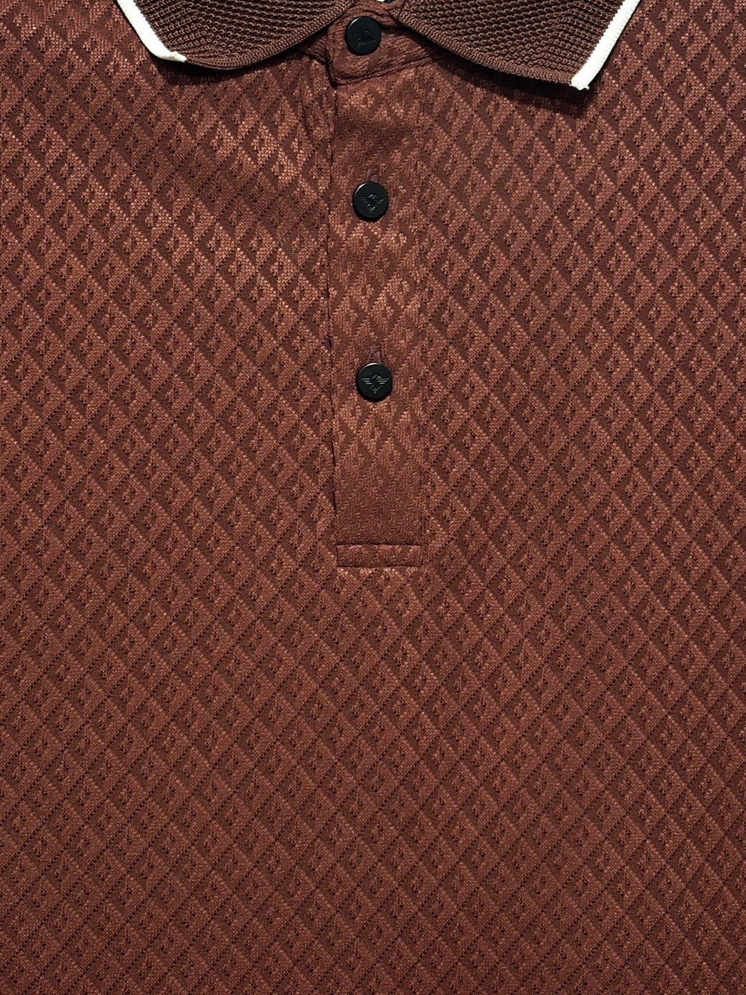 Brick Textured Contrast Trim Polo T-Shirt