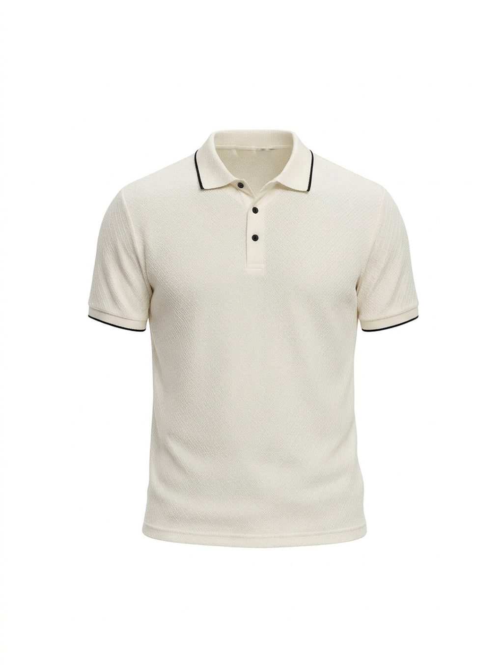 Off White Textured Contrast Trim Polo T-Shirt