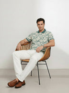 Mint Marble Print Polo T-Shirt