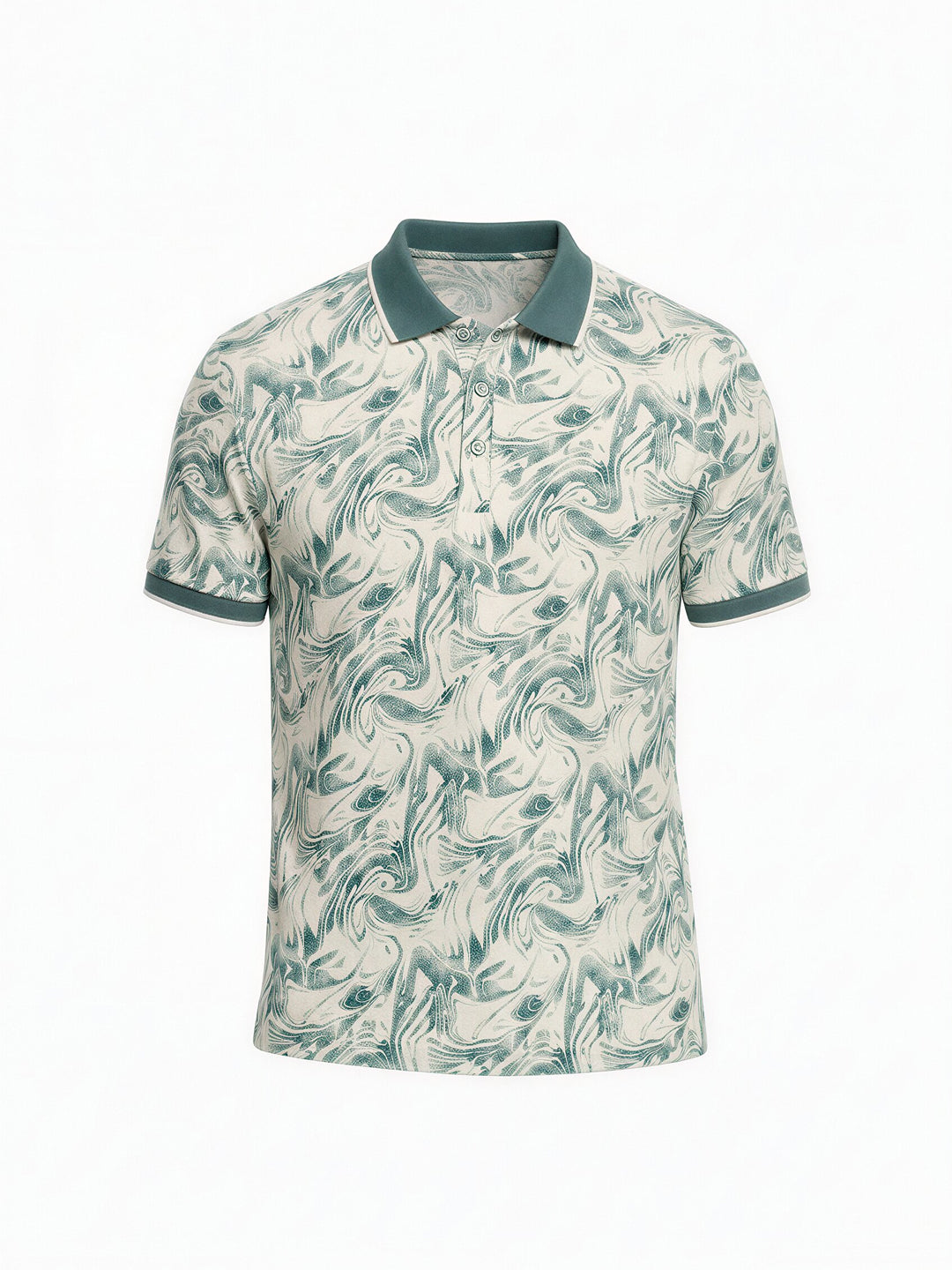 Mint Marble Print Polo T-Shirt Secondary image