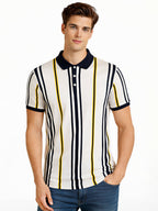Striped Contrast Polo T-Shirt