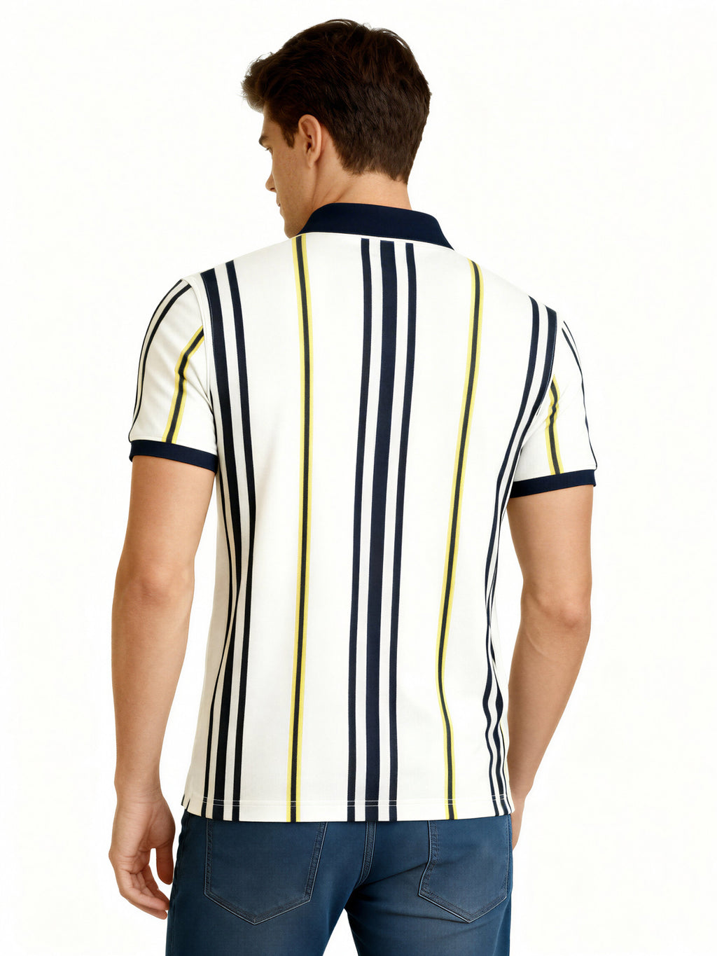 Striped Contrast Polo T-Shirt