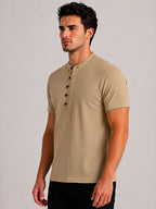 Beige Solid Polo T-Shirt