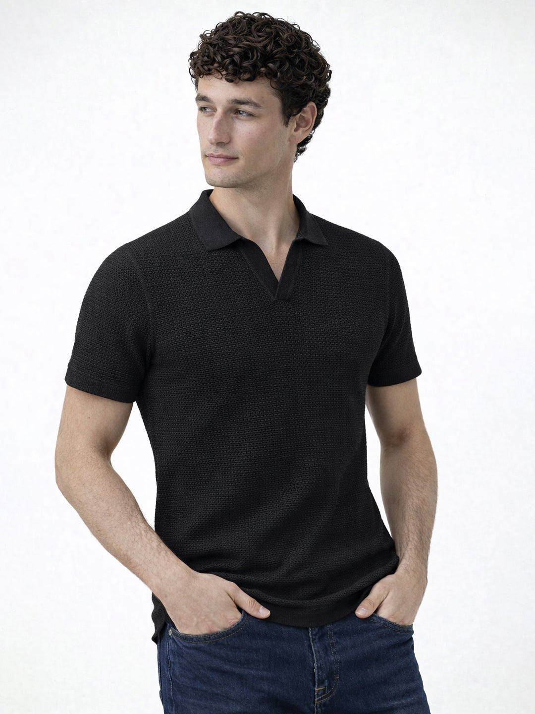 Midnight Waffle Knit Polo