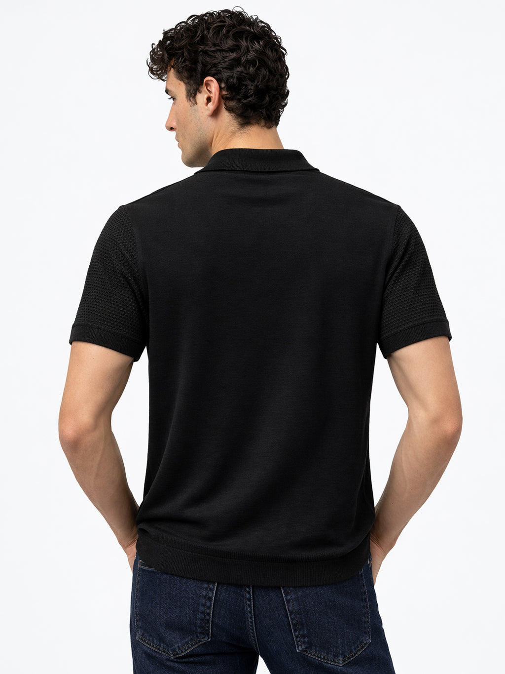 Midnight Waffle Knit Polo