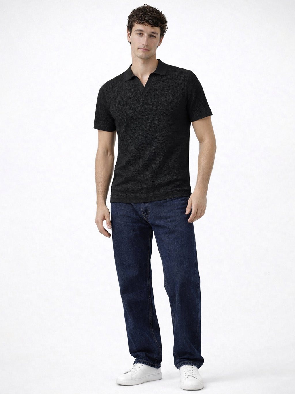 Midnight Waffle Knit Polo