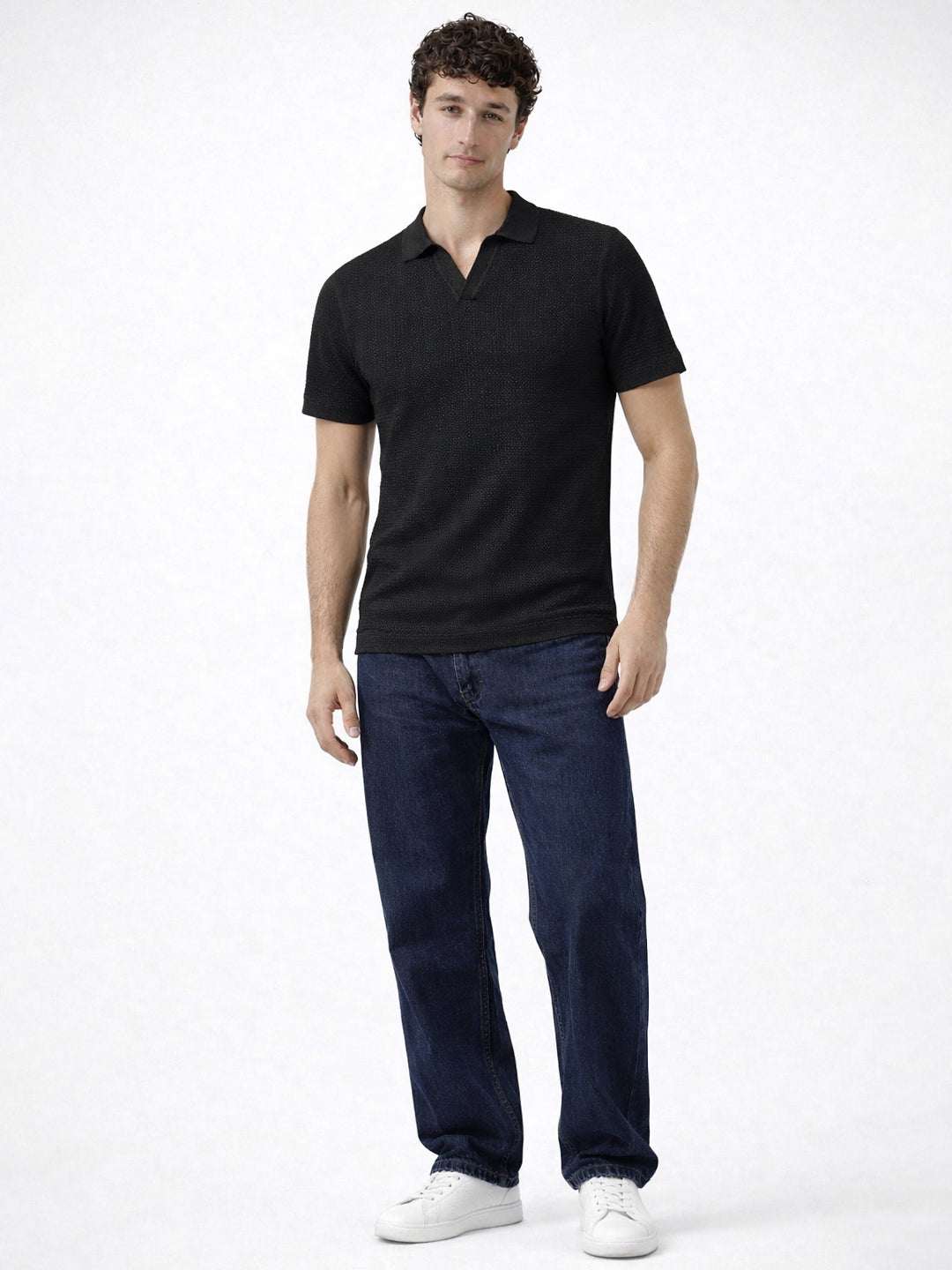 Midnight Waffle Knit Polo