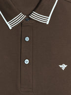 Coffee Contrast Tipped Polo T-Shirt