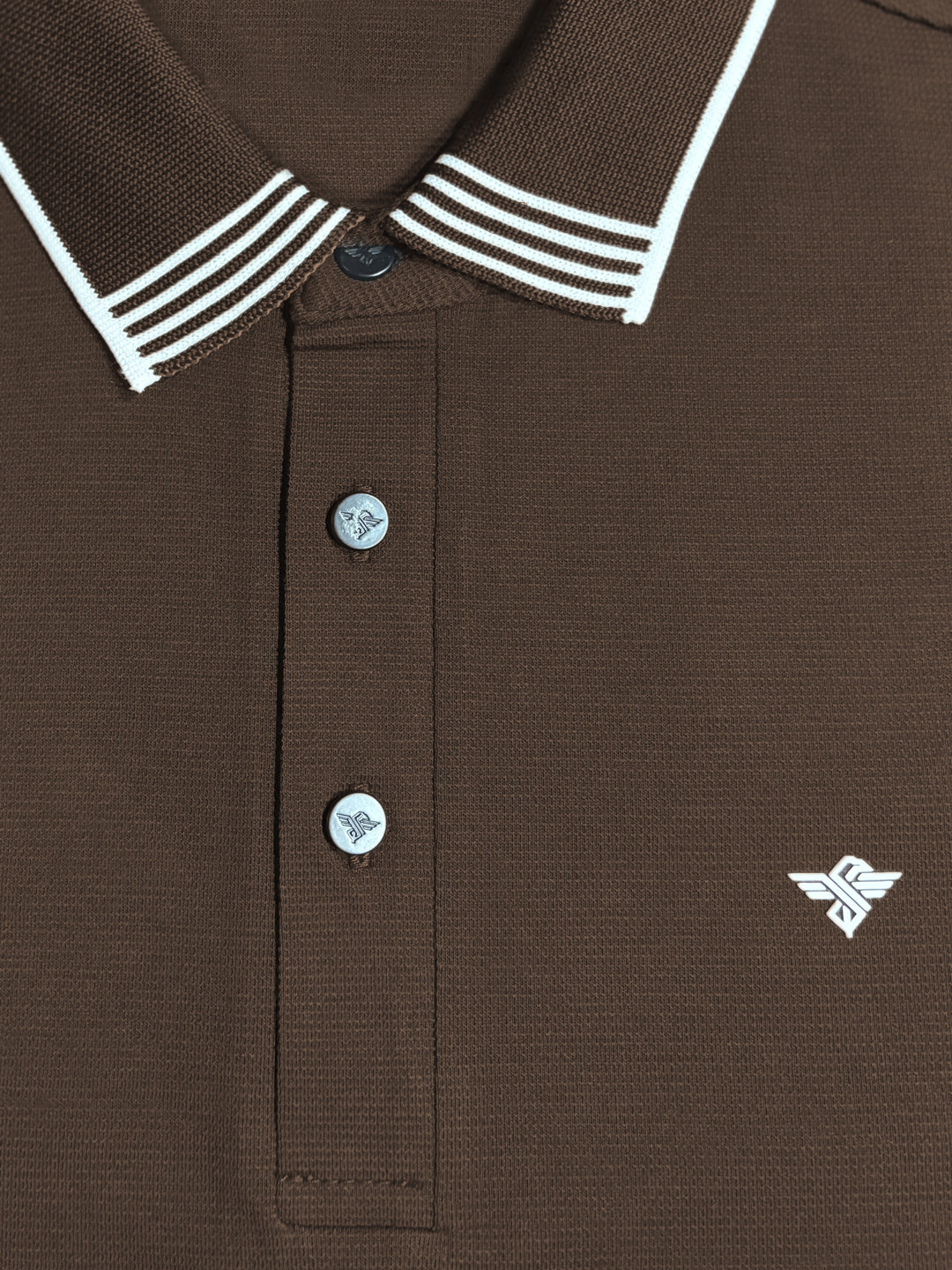 Coffee Contrast Tipped Polo T-Shirt