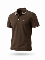 Coffee Contrast Tipped Polo T-Shirt