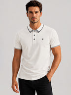 White Contrast Tipped Polo T-Shirt