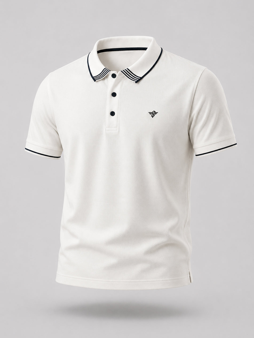 White Contrast Tipped Polo T-Shirt