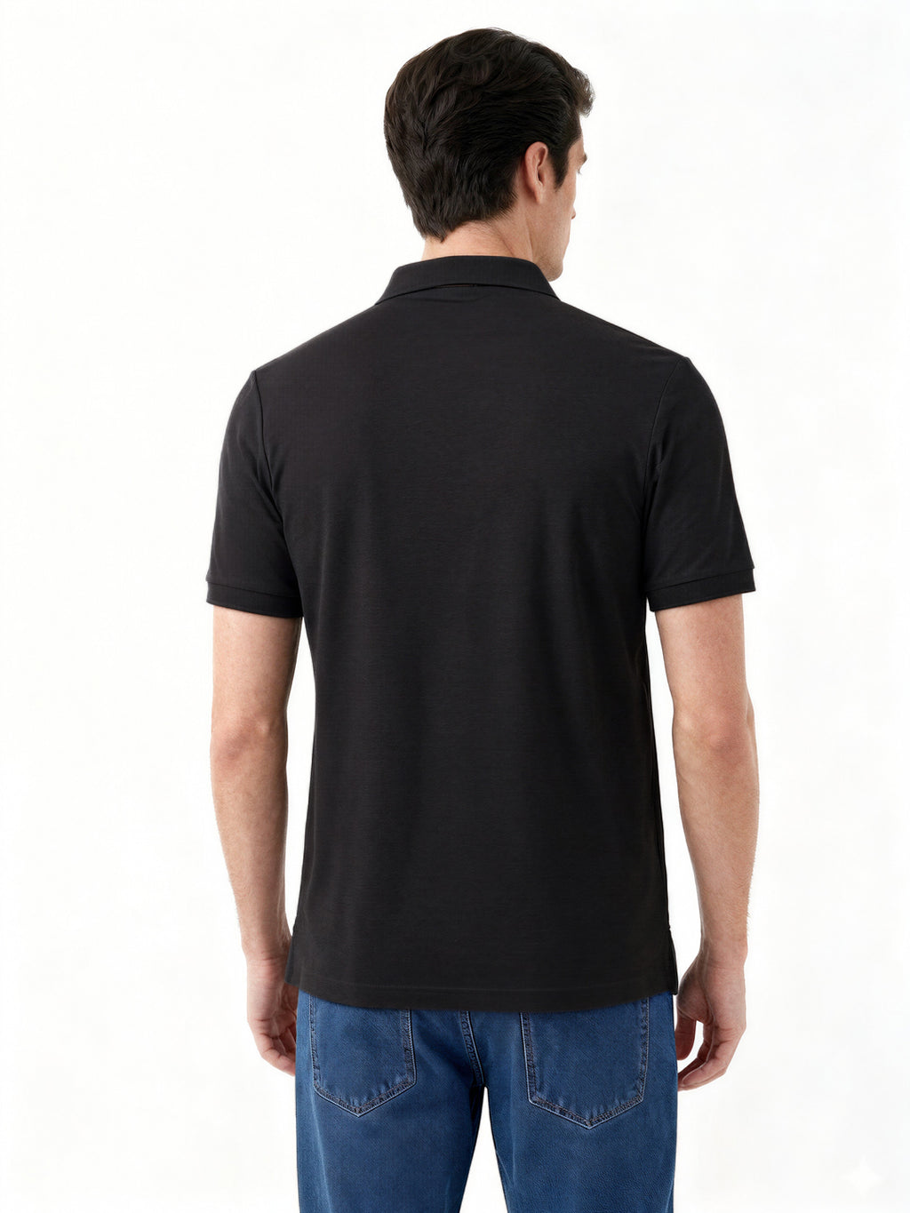 Black Solid Polo T-Shirt with Chest Pocket