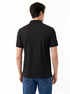 Black Solid Polo T-Shirt with Chest Pocket