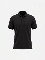Black Solid Polo T-Shirt with Chest Pocket