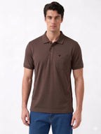 Coffee Solid Polo T-Shirt with Chest Pocket