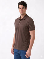 Coffee Solid Polo T-Shirt with Chest Pocket