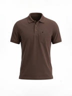 Coffee Solid Polo T-Shirt with Chest Pocket