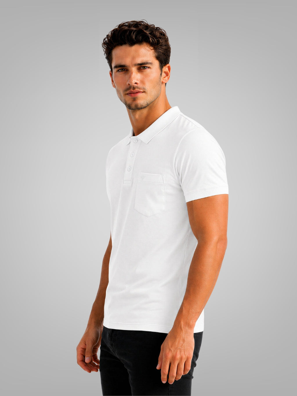 White Solid Polo T-Shirt