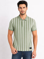 Striped Cotton Blend Regular Fit Polo T-Shirt