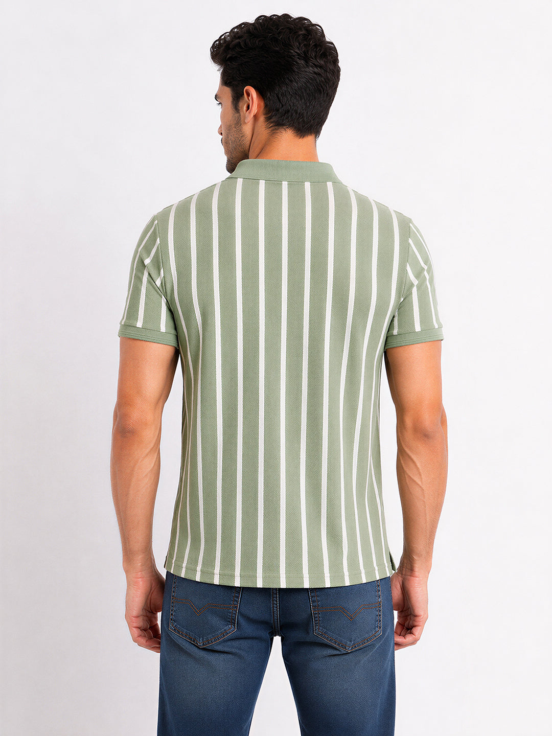 Striped Cotton Blend Regular Fit Polo T-Shirt