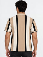 Striped Polo Collar Regular Fit Cotton Blend T-Shirt