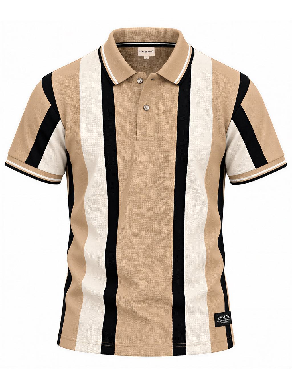 Striped Polo Collar Regular Fit Cotton Blend T-Shirt