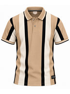 Striped Polo Collar Regular Fit Cotton Blend T-Shirt