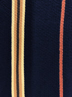 Navy Textured Zip Polo with Statement Stripes