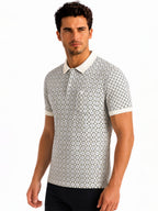 White Printed Polo T-shirt