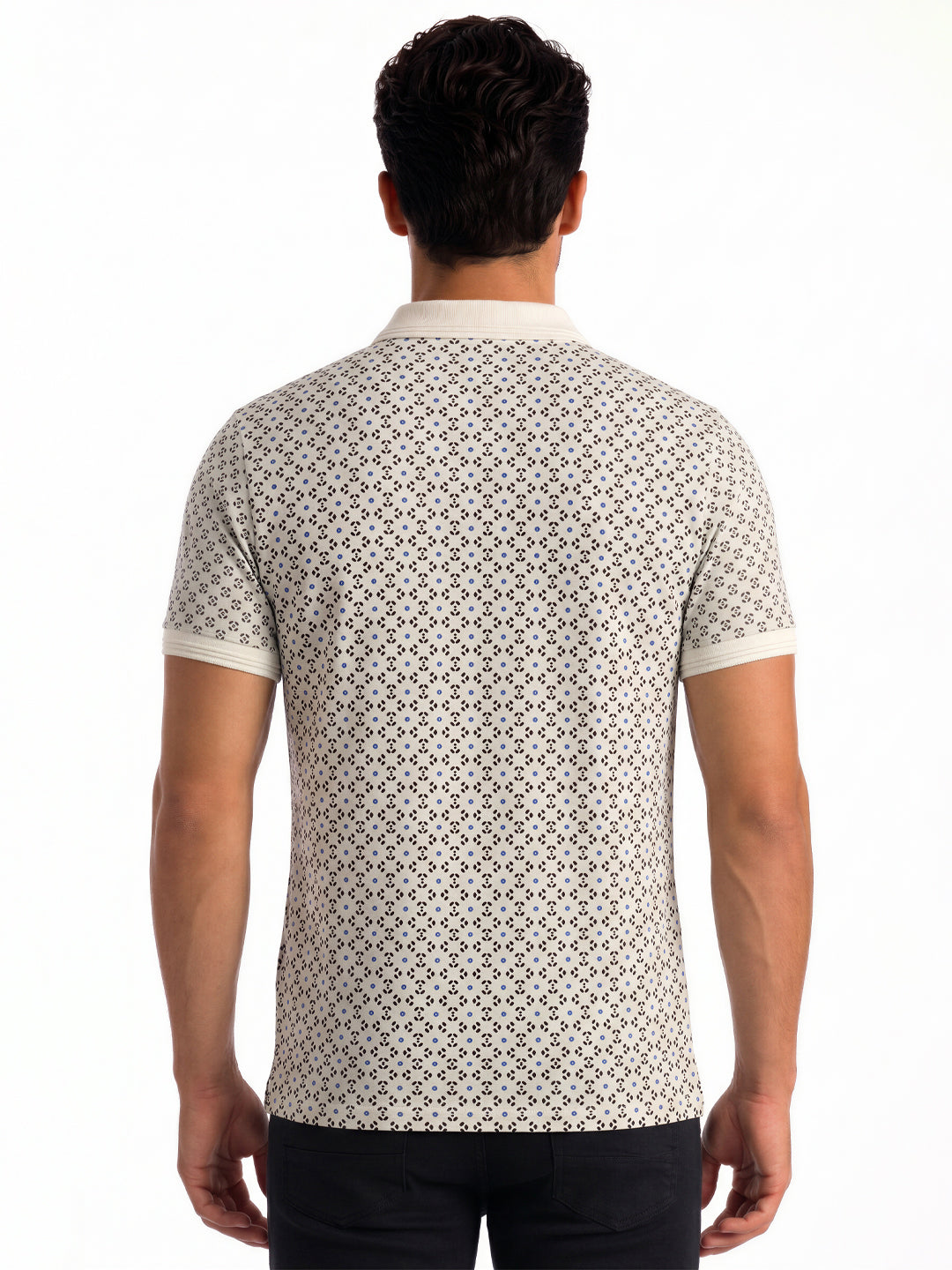 White Printed Polo T-shirt