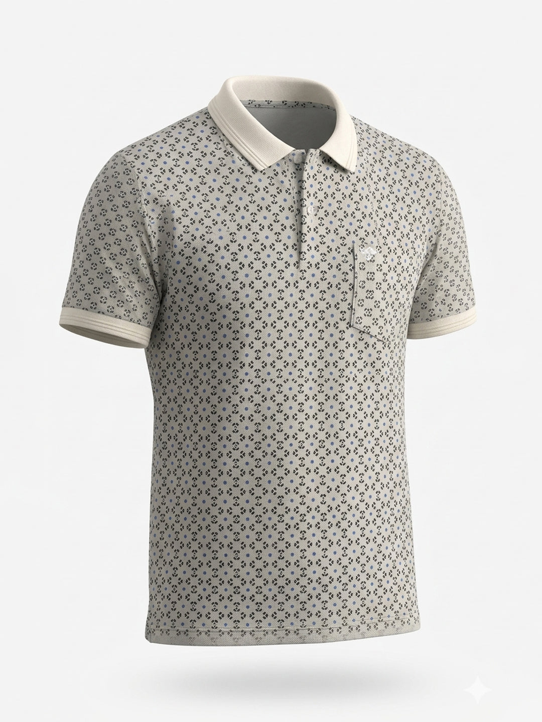 White Printed Polo T-shirt
