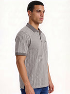 Cement Grey Micro-Print Polo with Pocket