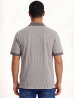 Cement Grey Micro-Print Polo with Pocket
