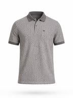 Cement Grey Micro-Print Polo with Pocket