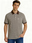 Brown Geometric Print Polo with Pocket Detail