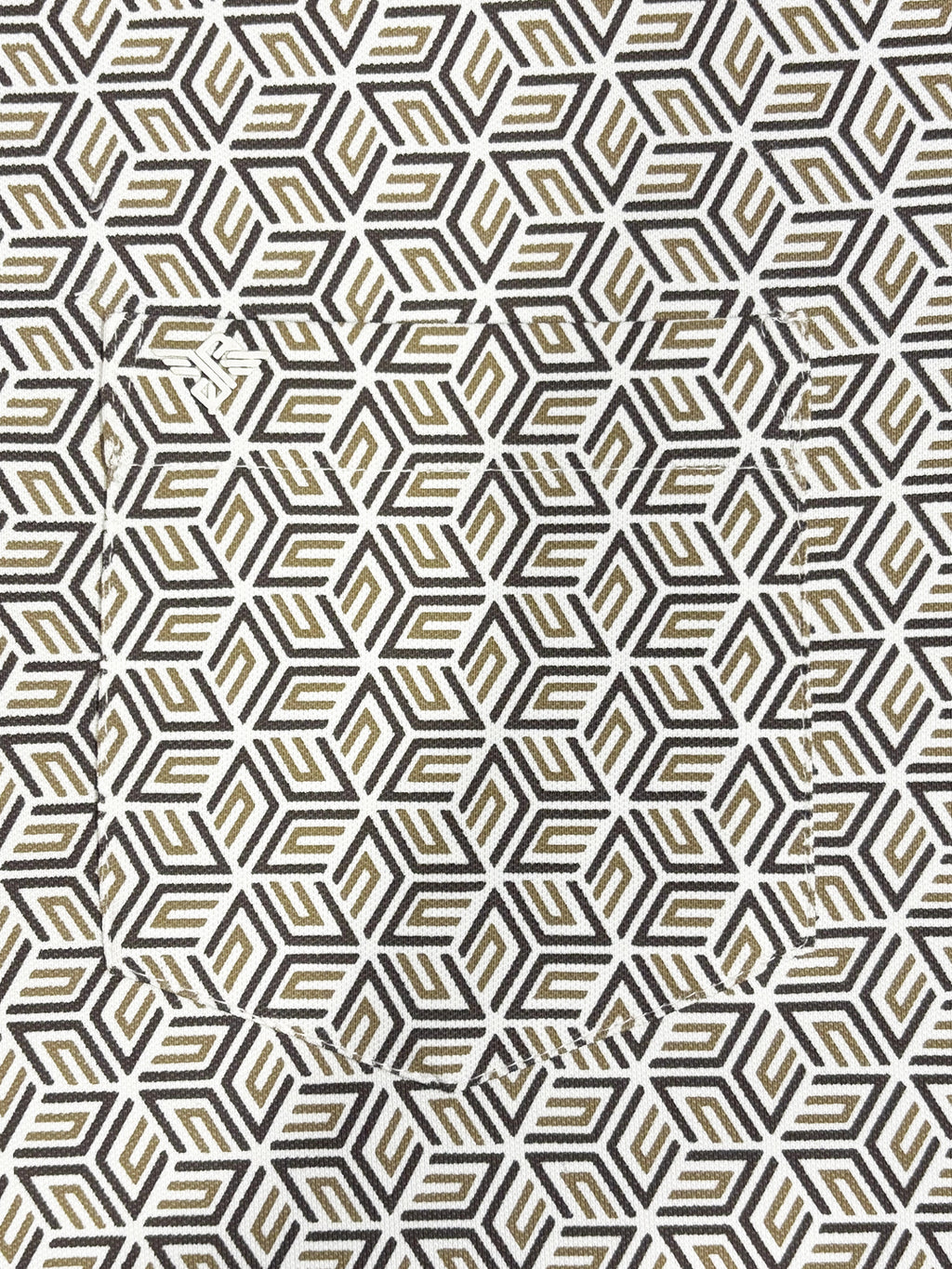 Brown Geometric Print Polo with Pocket Detail