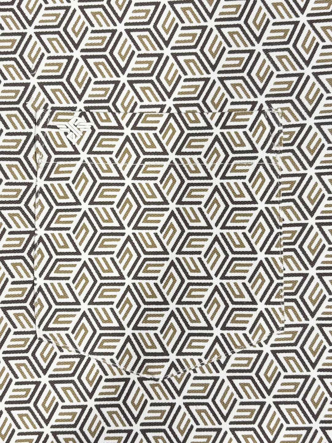 Brown Geometric Print Polo with Pocket Detail